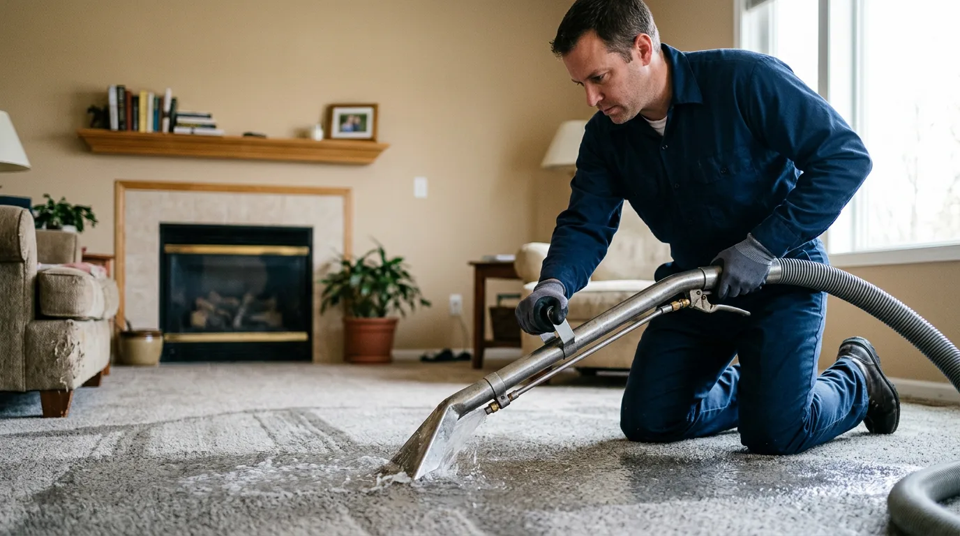Water damage restoration technician working near Vineyard, UT
